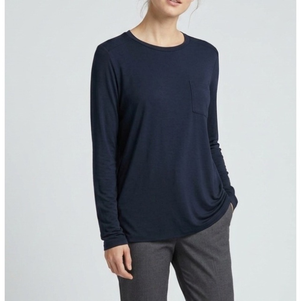 T by Alexander Wang Black Long Sleeve Drapey Pocket Tee Shirt‎ Womens XS
